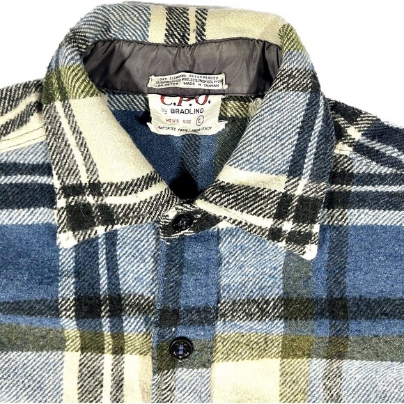 Vintage C.P.O By Bradling Flannel Italian Fabric Heavyweight Men’s Size Large - Picture 6 of 16